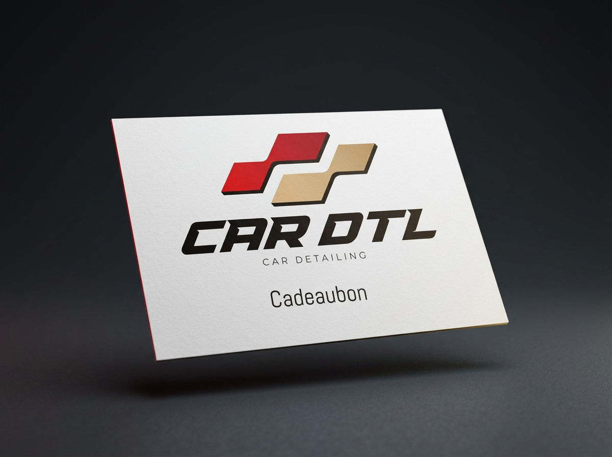 Zwevende mock-up van de witte CarDTL cadeaubon